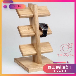 Giá treo đồng hồ, vòng tay 3 tầng để bàn đẹp và sang trọng bằng gỗ cao cấp